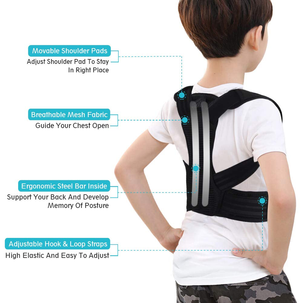 Posture Corrector for Kids, Upper Back Posture Brace for Teenagers Back Straightener Support under Clothes Spinal Support to Improve Slouch, Prevent Humpback, Relieve Back Pain