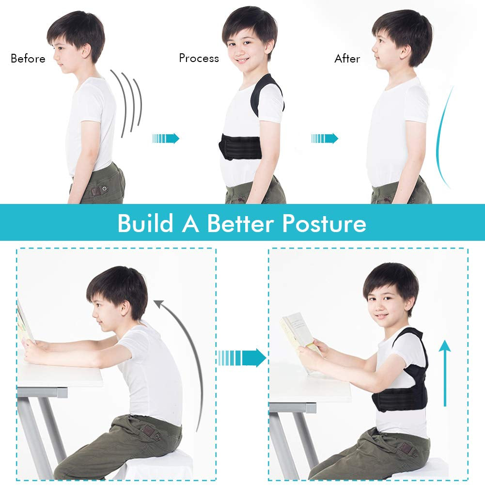 Posture Corrector for Kids, Upper Back Posture Brace for Teenagers Back Straightener Support under Clothes Spinal Support to Improve Slouch, Prevent Humpback, Relieve Back Pain