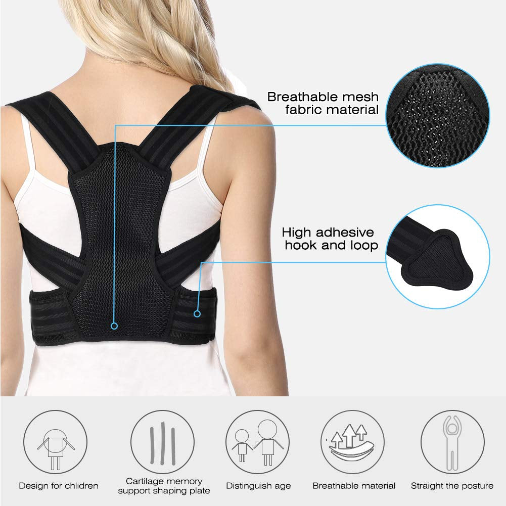 Posture Corrector for Kids, Upper Back Posture Brace for Teenagers Back Straightener Support under Clothes Spinal Support to Improve Slouch, Prevent Humpback, Relieve Back Pain